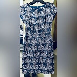 J. Crew blue and White Floral Midi Dress